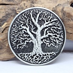 Belt Buckle Tree of Life World Tree 70mm Round Pewter 45mm Belt Yggdrasil Buckle