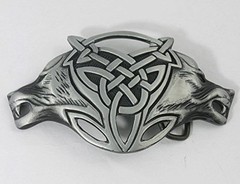 VIGOROSO Men Gothic Funny Lovely Celtic Wild Wolf Fox Double Head Belt Buckle