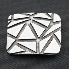 Rectangular Belt Buckle Silver Geometric For Interchangeable Belts 40mm