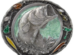 Bergamot Brass Works Brass Belt Buckle Largemouth Bass Fisherman Fishing 1986