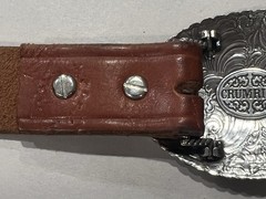 Crumrine Western Belt Buckle Cowboy Till Death Silver Creek Brown 36
