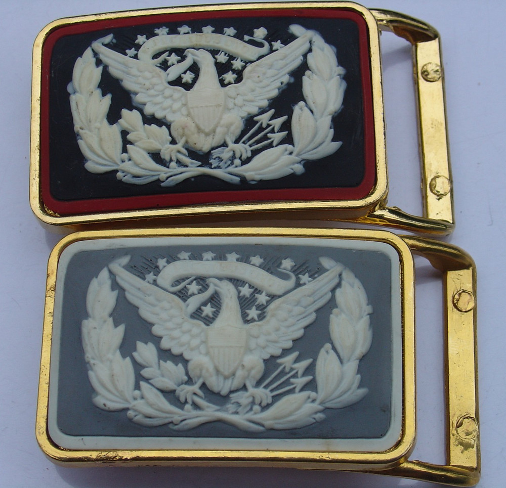 Gold Tone E Pluribus Unum Motto US American Eagle Belt Buckle Lot Cameo Relief