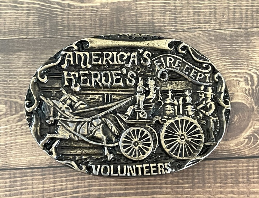 1970&rsquo;s America&rsquo;s Heroes Firedept Volunteers Brass Belt Buckle
