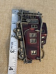 Vintage Train Caboose Belt Buckle 1979 Great American Buckle Co High Gloss Brass