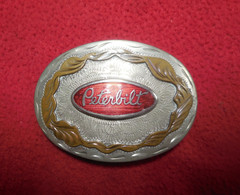 Vintage German silver & enamel 1970`s Peterbilt western theme belt buckle 359