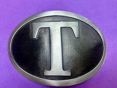 Initial Block Letter T Montana Silversmiths RARE Grey & Black Color Belt Buckle