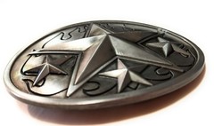 ♈ Old West Star Belt Buckle Antique silver Flames 4 stars ♈ Western Cowboy