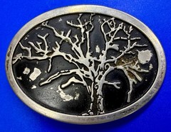 Tree Of Life =Black Enamel Oval Hippy Vibe Belt Buckle To Paint Restore