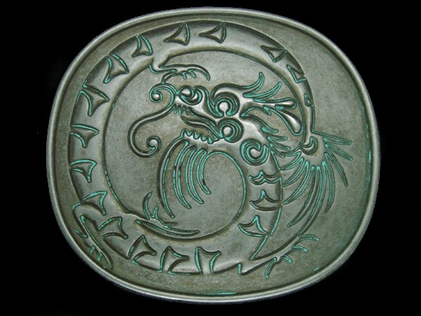 TJ15102 REALLY NICE **CHINESE DRAGON** FANTASY ART PEWTERTONE BELT BUCKLE