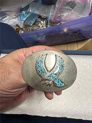 Vintage Eagle with Turquoise in Wings Belt Buckle