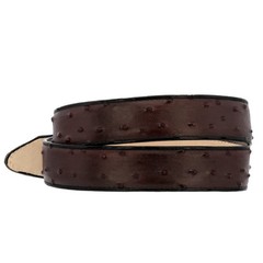 El Presidente Mens Black Cherry Ostrich Quill Print Leather 34,