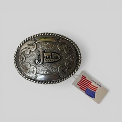 NEW W TAGS Silver Western Justin Brand Belt Buckle Trophy 242CG Made in USA