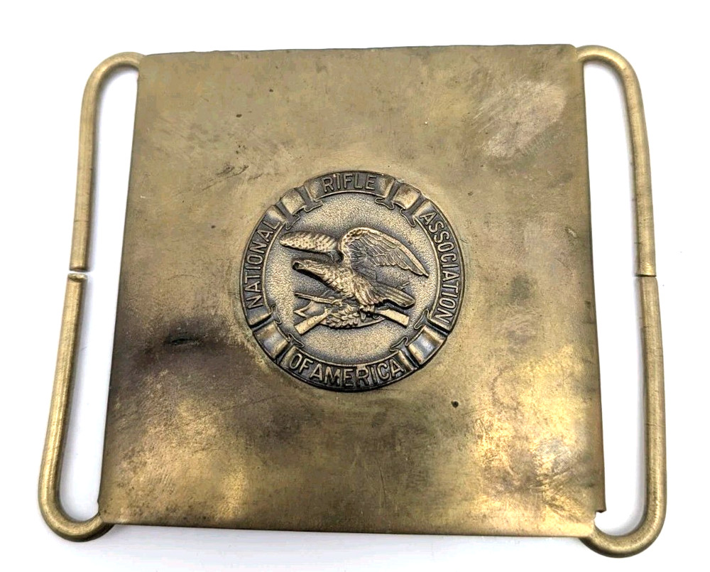 Vintage NRA National Rifle Association Military Style Brass Belt Buckle RFL8