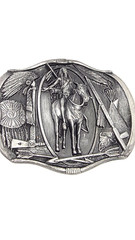 Vintage 1984 Bergamot Brass Works Native American Horse Rider Belt Buckle