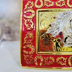 Running Horses Western Buckle Sturdy Thick Square Gold and Red Zinc Alloy