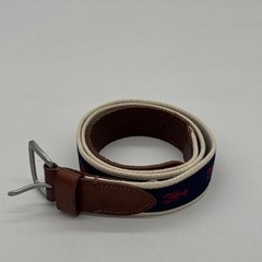 J Crew Mens Belt, Leather +Canvas,Silver Color Buckle, Lobster Design, Size 30