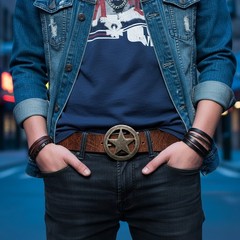 Men Women Belt Buckle Silver Metal Texas Lone Star Glitter Teen Kids Style TX