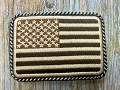 Embroidered American Patriotic Flag Rope Border Vintage Western Belt Buckle