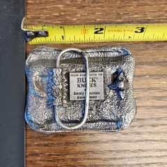 Buck Knives Vtg 70s Belt Buckle Four Generations of Knife Makers Smoky MT. Knife