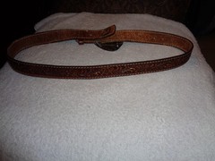 Silver With Gold Longhorn Bull Belt Buckle Leather Belt