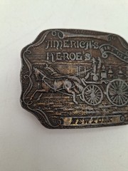 Americas Heroes New York Antiqued Fire Dept Brass 1.5&Prime; Belt Buckle Approx 4×3&Prime;