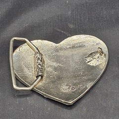 Turquoise Inlay Heart Shaped Men&rsquo;s Belt Buckle 3 Inch Silver Tone
