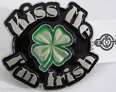BELT BUCKLES USA « Kiss Me I&rsquo;m Irish » 4 Leaf Clover Black Green Irish Celtic NWOT