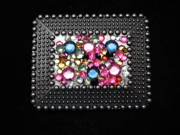 QL15165 REALLY COOL **MULTI-COLOR CRYSTAL** FASHION SILVERTONE BELT BUCKLE