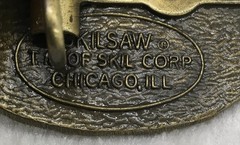 Vintage Skilsaw Brass Belt Buckle, 3.25” X 2.5”, Preowned, 1970’s.