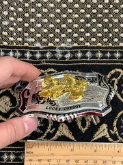 Western Buckle Gold Black Silver Roosters Cowboy 2 »Buckle Hebilla Vaquero Gallo