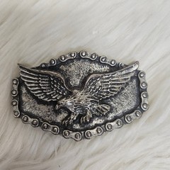 Vintage Solid Brass Bald Eagle Belt Buckle Made in Italy 1970s Retro Patriotic