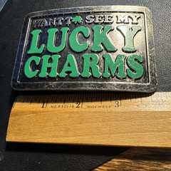 Irish Ireland St. Patricks Day Lucky Charms Silvertone Novelty Belt Buckle