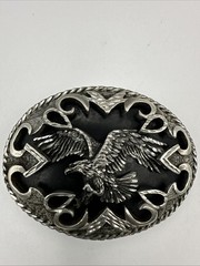 Vintage EAGLE BELT BUCKLE BLACK SHADOW 3 1/2 X 2 3/4 PEWTER. U.S.A Made Legends