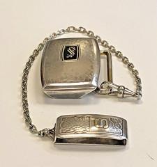 Hickok Beltogram Belt Buckle Pocket Watch Loop Chain Art Deco Mixed Metals 925