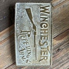 Montauk Silver Co Winchester Brass Belt Buckle 2in Engraved Logo Vintage