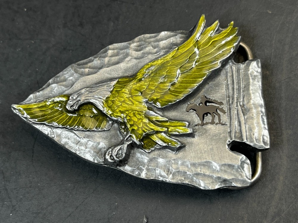 Arrowhead Eagle Belt Buckle Siskiyou Native American Indian Spirit Green Enamel