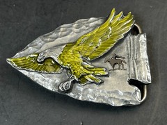 Arrowhead Eagle Belt Buckle Siskiyou Native American Indian Spirit Green Enamel