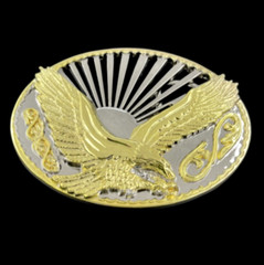 Classic USA Flying Eagle Sun Western Mountain Landscape Belt Buckle