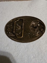 Vintage 5 Cents Buffalo Indian Nickel Western Bronze Plated Metal Belt Buckle