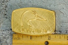 Wisconsin Ducks Unlimited belt buckle gold tone