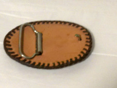 Vintage Men&rsquo;s Brown Stitched Leather Bucklehead Embossed Shoe Handmade 2.75X3.75
