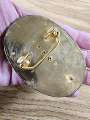 Vintage Oval Gold-Tone Western Belt Buckle w/Center Stone Cowboy Southwest