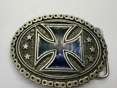 Maltese Celtic Iron Cross Chained Border Gothic Punk Biker Vibe EJC Belt Buckle