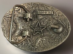 VTG 1992 EGE Diamond Cut Heavy Pewter US Marshall Buckle and matching Bolo Tie