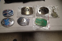 7-TOTAL BUCKLES BOW HUNTERS BELT BUCKLES MARKED #25 KEY CHAIN TOURQUOISE & USAF