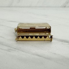 Vanguard Vintage Military Web Clamp Belt Buckle Gold Tone Made in USA Signed