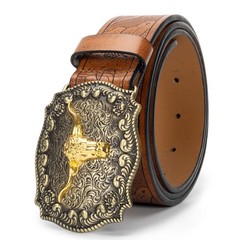 Eohak Western-Cowboy-Belts for Men Women Floral-Engraved-Belt Medium, Brown