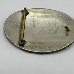 Vtg Western Cowboy Roping Bull Rider Rodeo German Silver Belt Buckle Two Tone