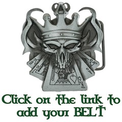 King Skull Straight Flush Poker Cards Belt Buckle Biker Metal Gothic Gambler