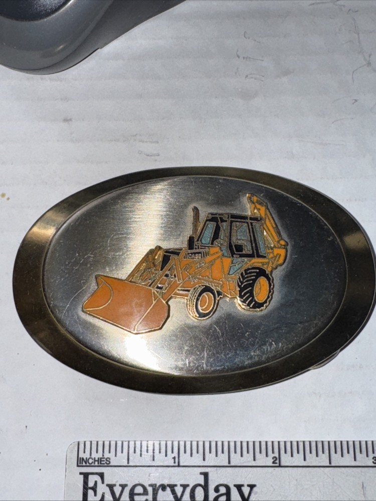 Vintage Case Loader Backhoe Construction Tractor Belt Buckle Gold